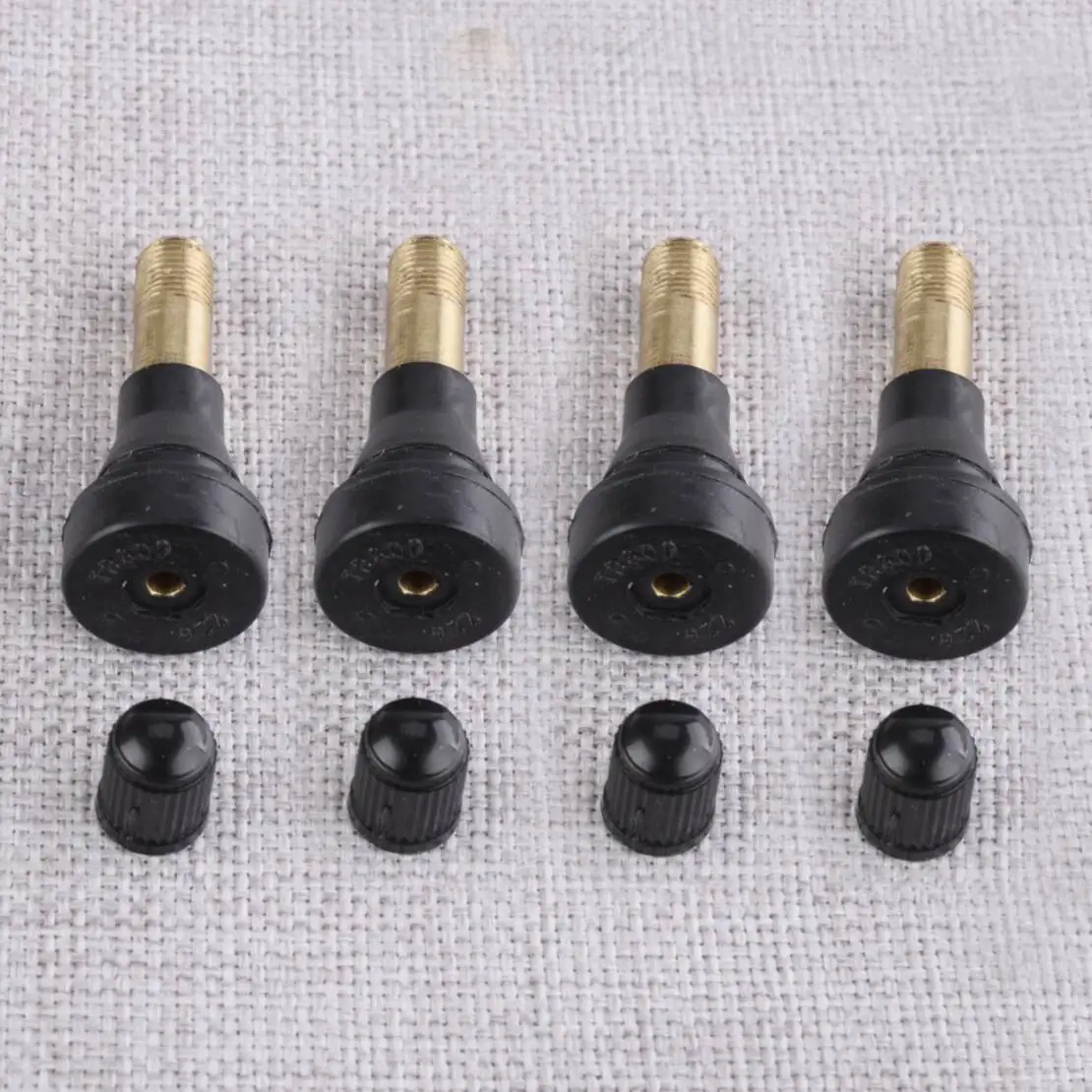 TR600HP 4Pcs Brass Bolt-in Car Truck Heavy Duty High Pressure Wheel Tyre Tubeless Hoseless Tire Valve Stems Shaft with Dust Caps