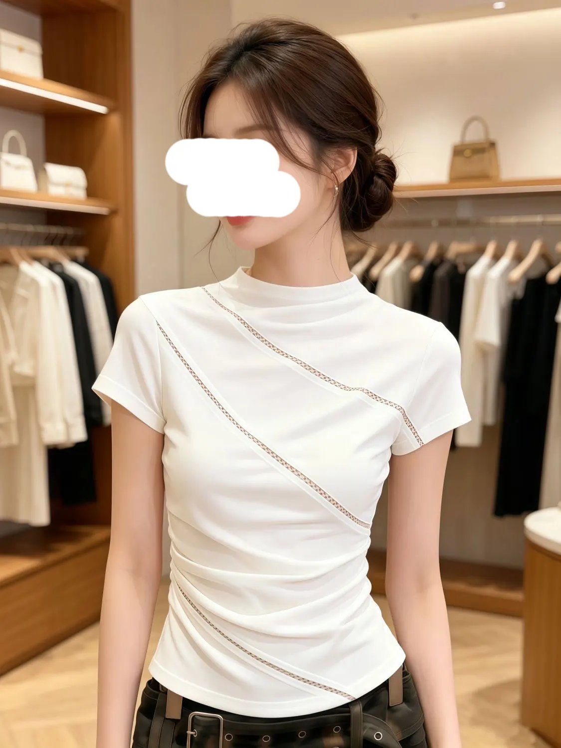 Unique Beautiful White Hollow out Short Sleeve T-Shirt Women's Design Summer 2026 New Style Fashionable Top Casual Polyester ...
