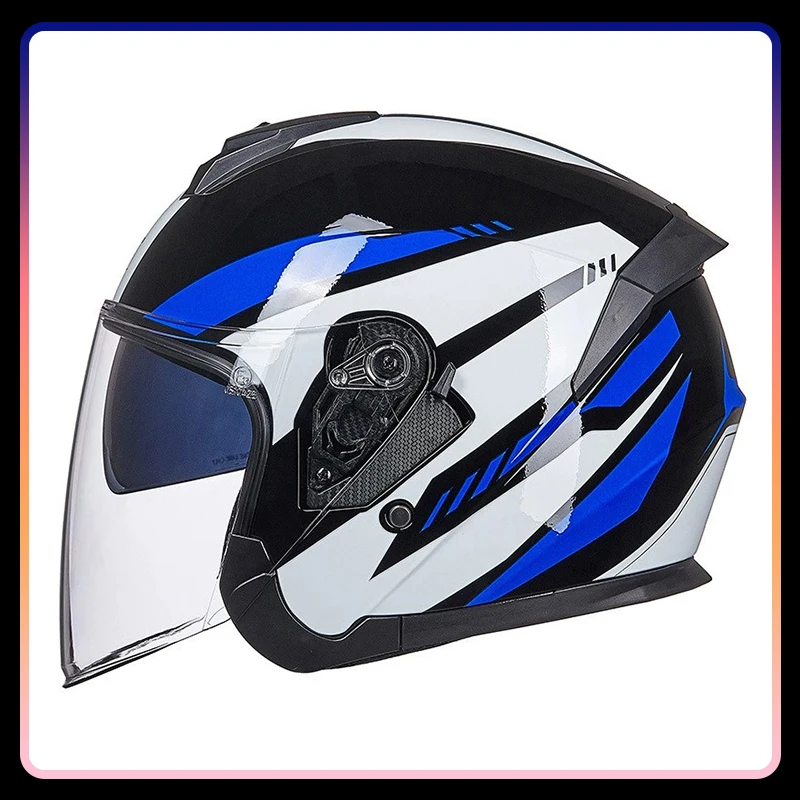 Caschi da moto a faccia aperta 3/4 Casco da jet elettrico da corsa Uomo Donna Casco aperto a mezza faccia Moto Street Four Seasons DOT