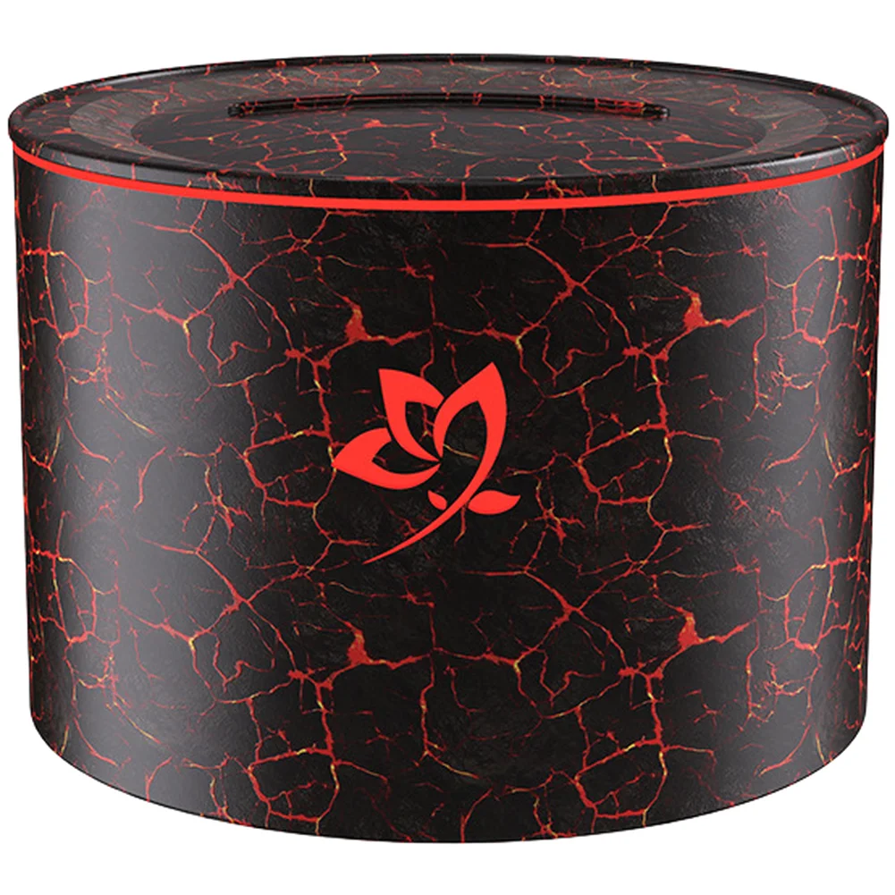 USB Rechargeable Aromatherapy Diffuser with Wood Texture Crackle Design and Soothing Color Changing Flame Light