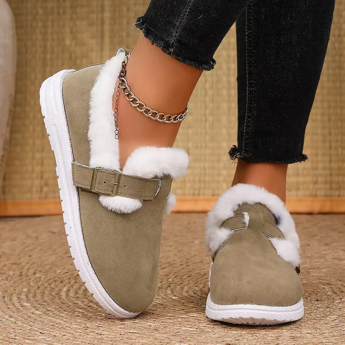 Trend Women Boots 2026 New Autumn Winter Snow Boots Warm Comfortable Cotton Shoes 2026 New Metal Buckle Designer Shoes Women