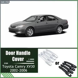 Chrome Door Handle Cover Trim for Toyota Camry XV30 2002 2003 2004 2005 2006 Car Accessories Carbon Fiber Cover Stickers Styling