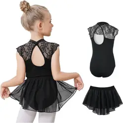 Gogokids 2 Pcs Ballet Leotards for Girls Toddler Dance Dress Outfit with Removable Shiny Skirt Combo