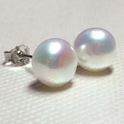 High Quality Real Pearl S925 Sterling Silver Freshwater Pearls Stud Earrings For Women Classic Fashion Jewelry Free Shipping