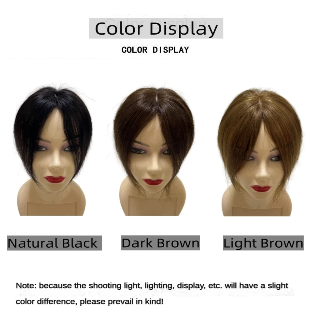 25cm clipe em natural cabelo humano topper para mulheres franja peças de cabelo parte média peruca brasileira adicionar volume do cabelo