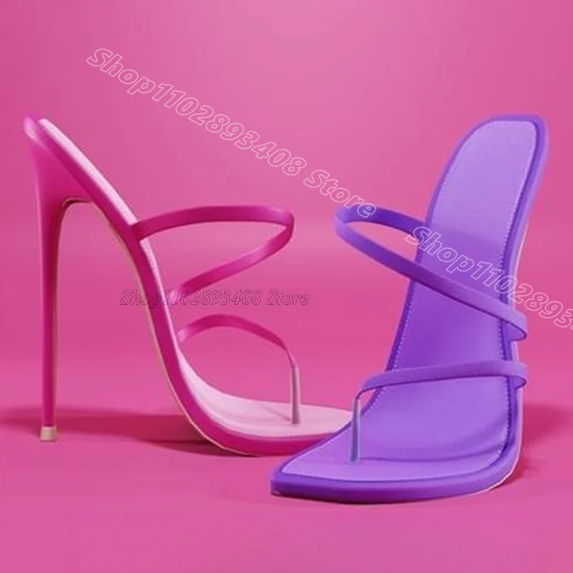 

Rose Red Slip on Flip Flops Solid Split Toe Stiletto Design for Women Casual Comfortable Sexy Slippers 2025 Zapatos Para Mujere