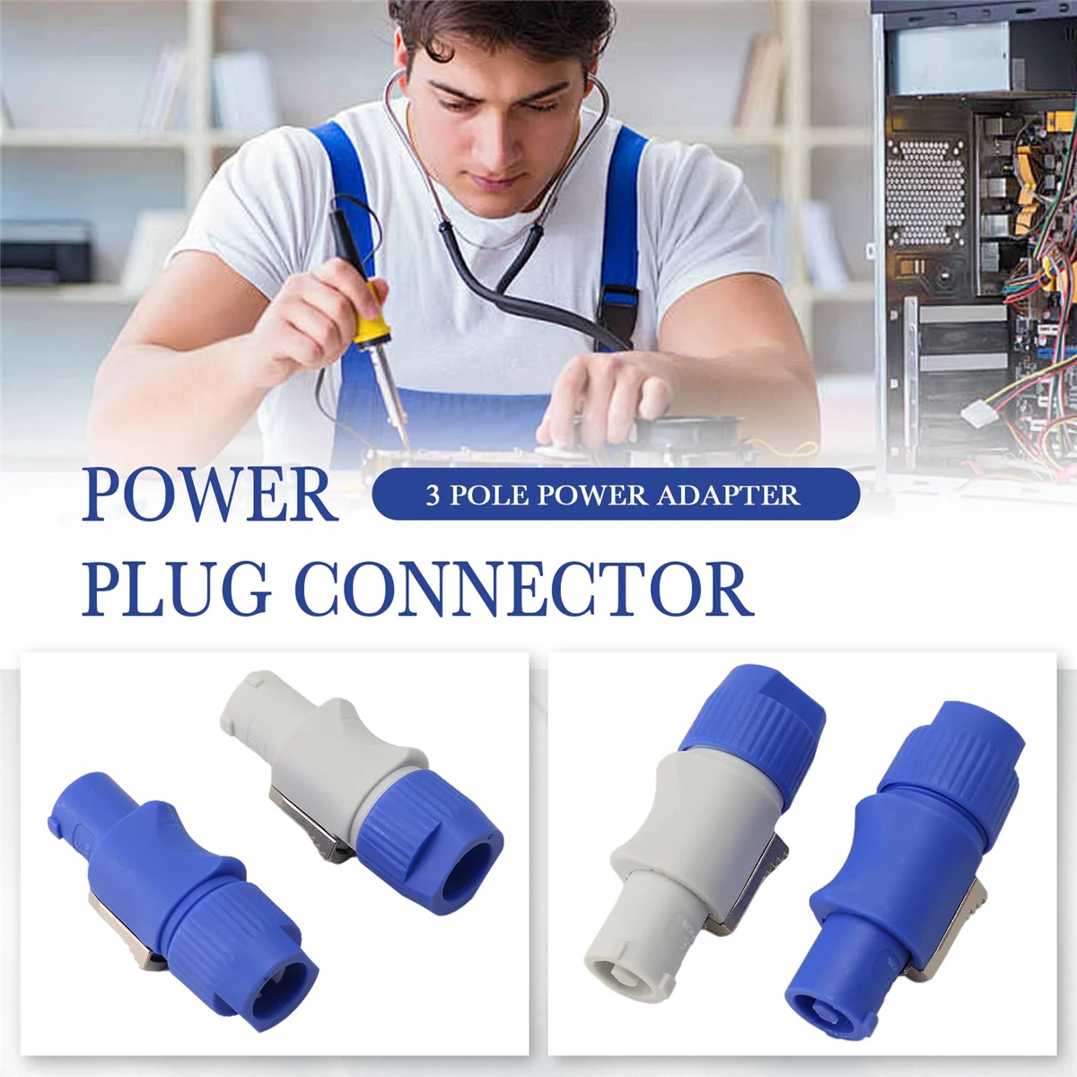 # 150Q 20PCS NAC3FCA NAC3FCB Speakon Plug Conector Powercon macho de 3 pinos (cinza-branco e azul)