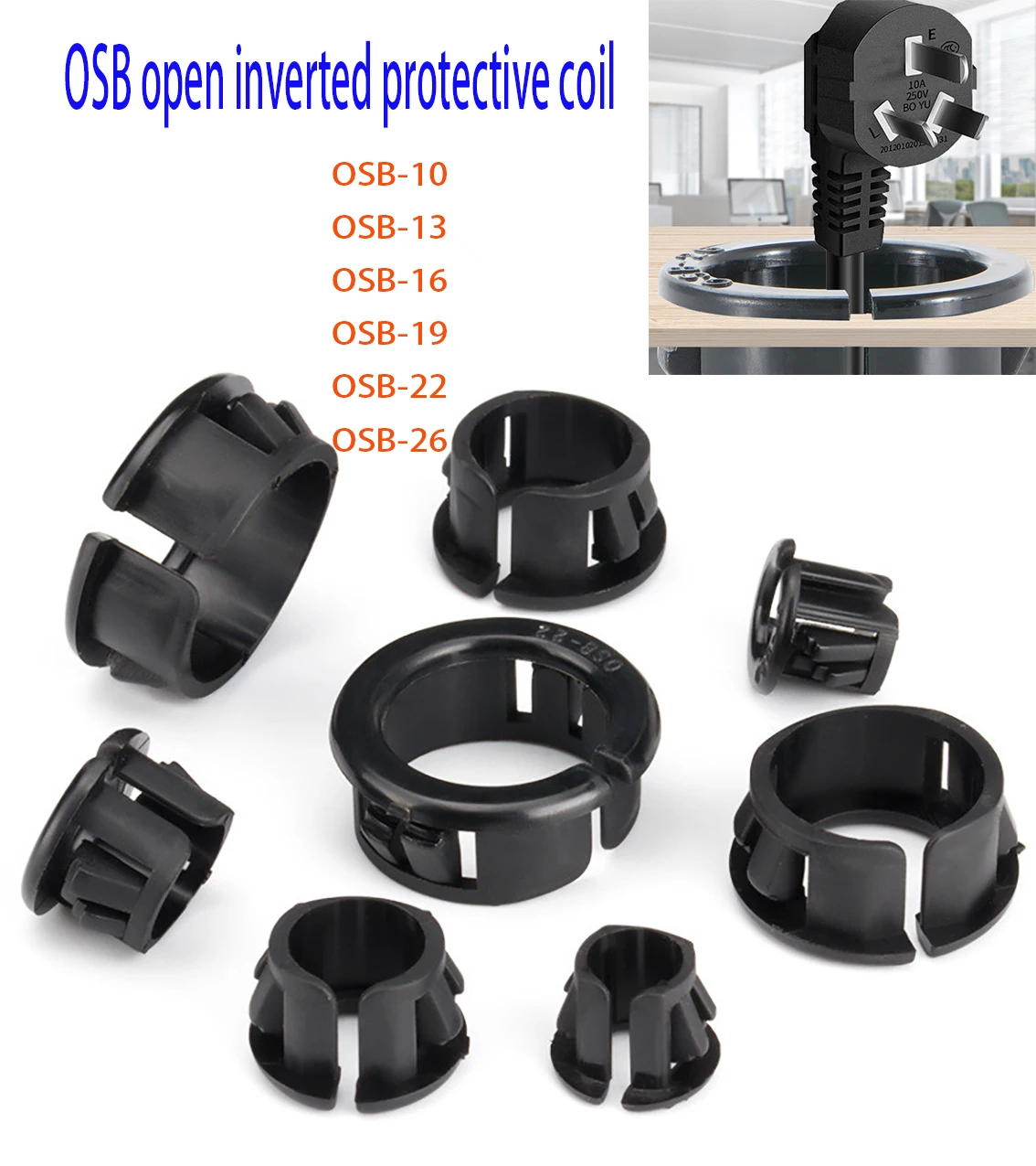 

OSB Open Reverse Buckle Protective Wire Cover Computer Desk Washbasin Nylon Perforated Protective Cover Dust-proof Buckle