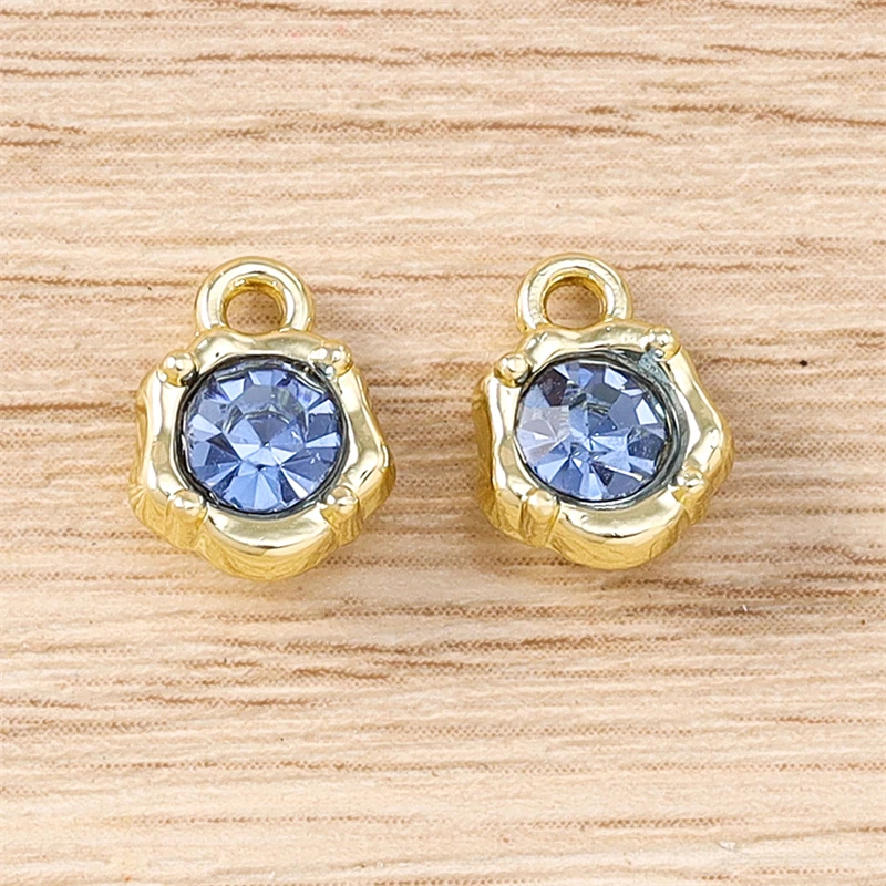 5 Stück 7x10mm süße Mini bunte Kristall Runde Charms Anhänger für Schmuckherstellung Ohrringe Halsketten Armband Zubehör DIY Geschenk – Detail 5