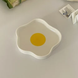 Creative Porcelain Plate Japanese Style Egg Irregular Shape Ceramic Tableware Dessert Cake Snacks Fruit Dishes Kitchen Supplies