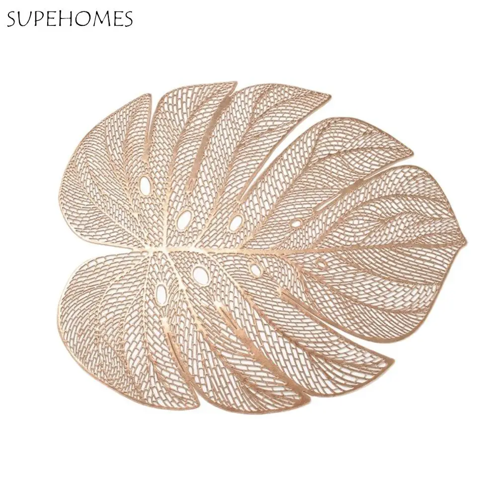 

3pcs Cup Pad Hollow Leaf Shape Placemat Anti-stain Anti Slip Tableware Pad Heat Resistant Exquisite Table Mat Wedding