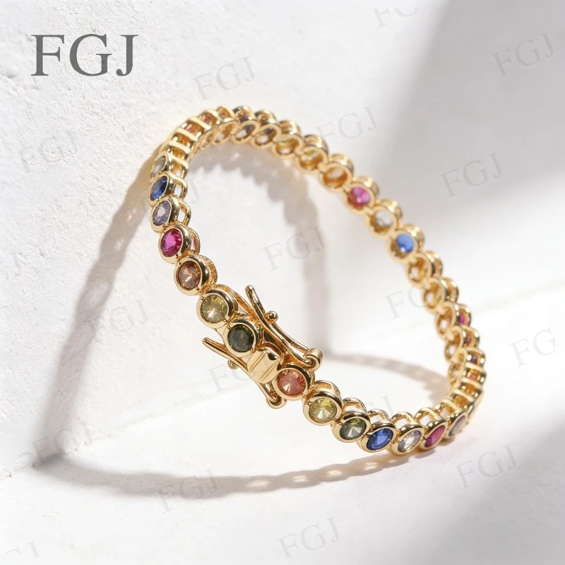 4mm Round Lab Gemstone Bubble Tennis Bracele Multicolors Silver Plated Minimalist Style Fine Jewelry Wedding Gifts For Women