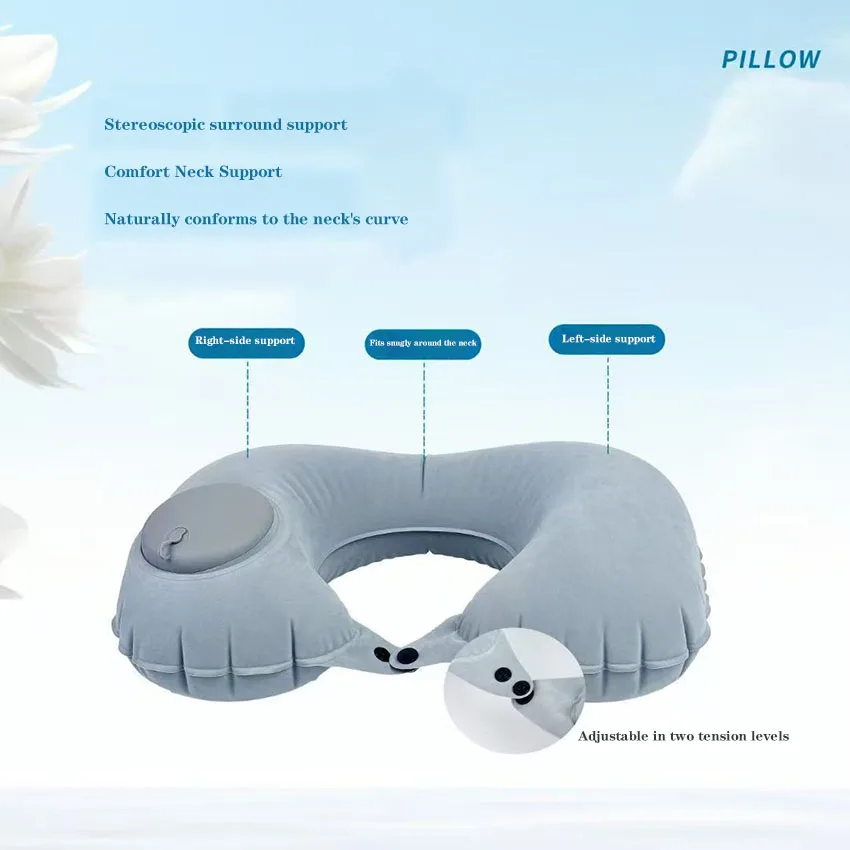 Inflatable Pillow U-shaped Pillow Cervical Pillow Travel Portable Manual Compression Inflatable Pillow