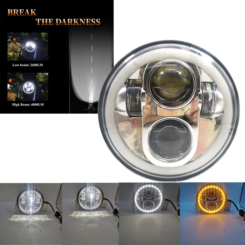 

Newest 5.75 Inch LED Motorcycle Projector Headlight for Dyna Softail Sportster 883 XL883 FXCW 5 3/4"DRL Round motorbike Headlamp
