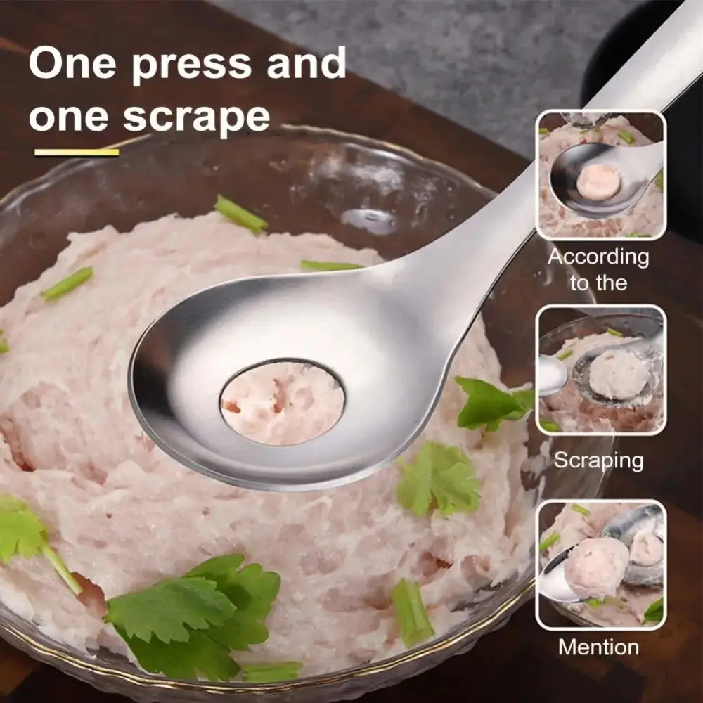 1Pcs Stainless Steel Meatball Spoon Easy Peeling Pressin Hand Squeeze Meatball Maker Dishwasher Safe Meatball Scoop