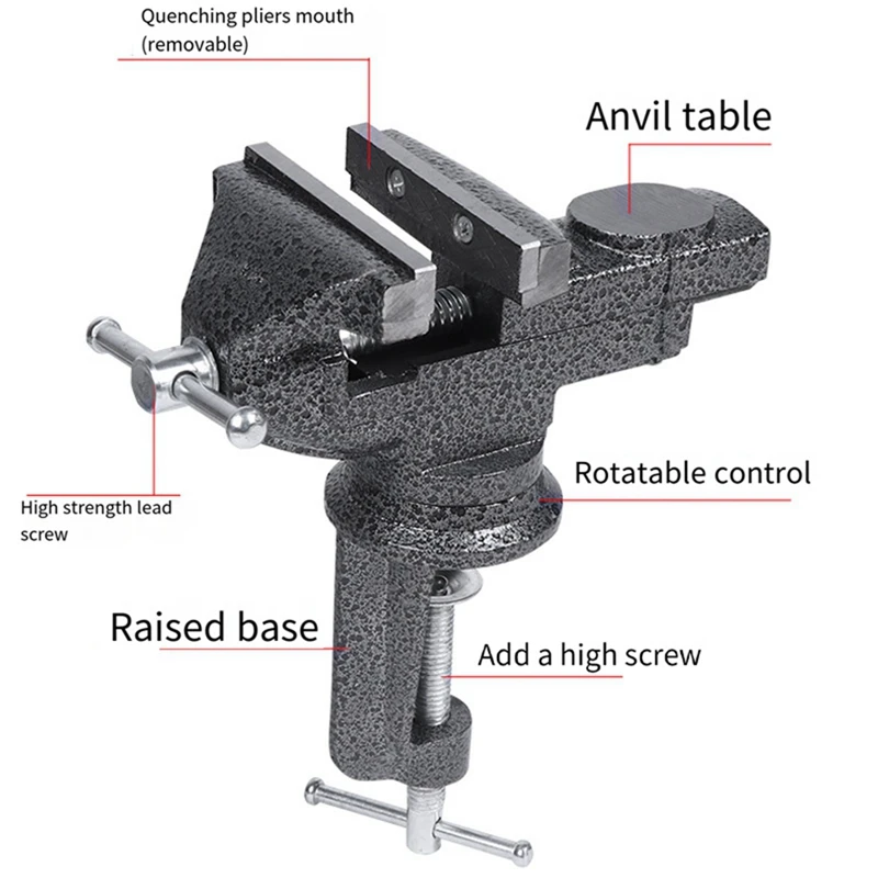 1 Piece Woodworking Table Cast Steel DIY Vise Household Tools Black Muliti-Funcational