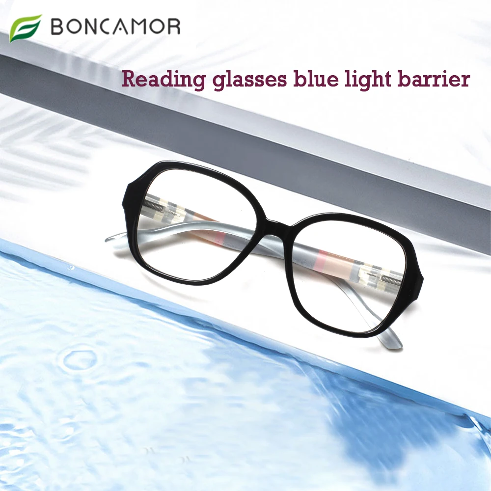 

Boncamor Reading Glasses Blue Light Blocking Optical Lenses with Medical Recipe Eyewear Women Ultralight Presbyopic Eyeglasses