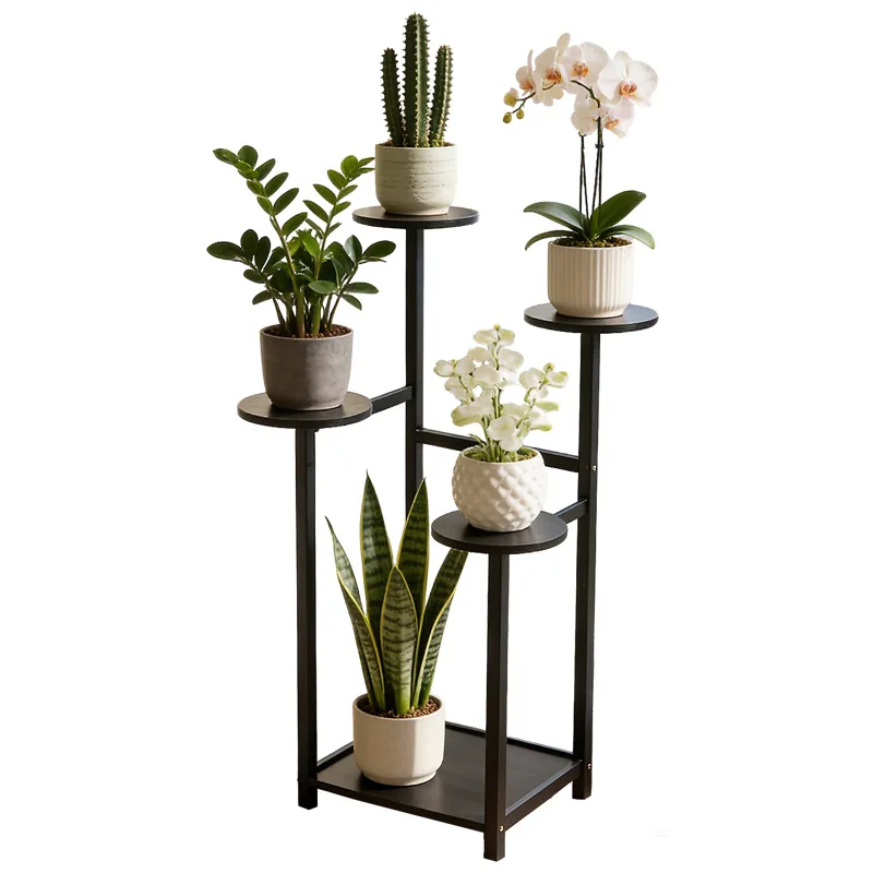 Light luxury style multi-layer bamboo flower rack, multi support plant rack, decorative flower pot rack, living room bonsai rack image 5
