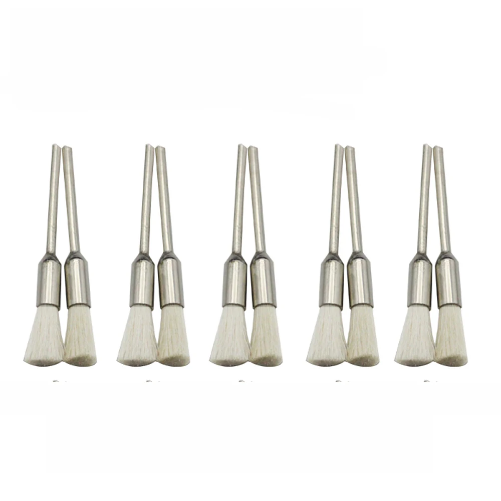 

10Pcs/Bag 2.35mm Polishing Brush Wheel Dental Laboratory Lab Materials Soft White Goat Hair Rotary Tools Low Speed HP Shank Buff