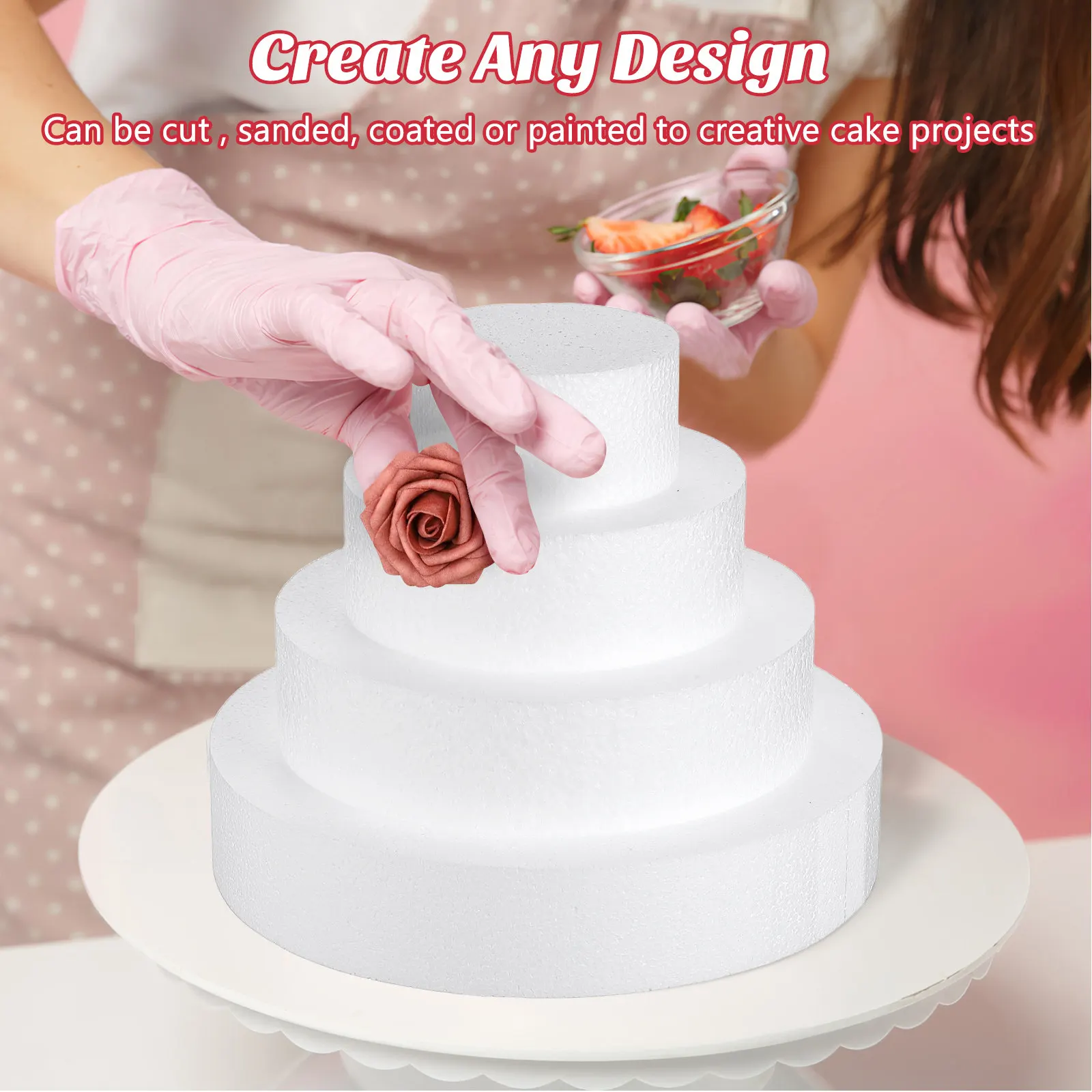 4Pcs Foam Cake Dummy Bakery Practice Display Decorating Tool Fake Cake Prop Baking Practicing Tool Party Decor