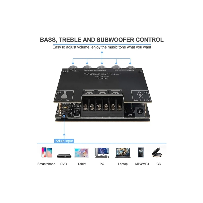 1ชิ้นรองรับบลูทูธเครื่องขยายเสียงดิจิตอลโมดูล ZK MT21 5.0ไฟฟ้าโฮมเธียเตอร์เครื่องเสียง