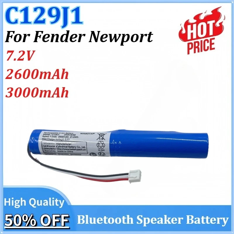 

New C129J1 7.2V 2600mAh 3000mAh Bluetooth Speaker Lithium Battery for Fender Newport Rechargeable Battery Accessories