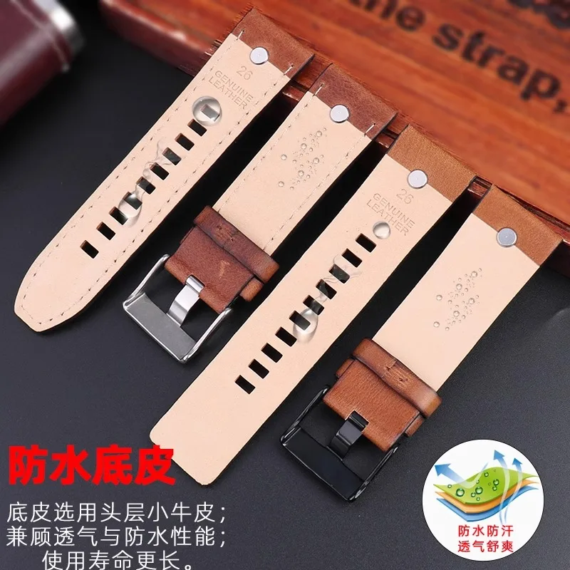 24mm 26mm 28mm For Diesel watch band DZ7413 DZ4318 DZ4343 DZ4323 DZ4476 vintage Cowhide Retro brown strap men watch accessories