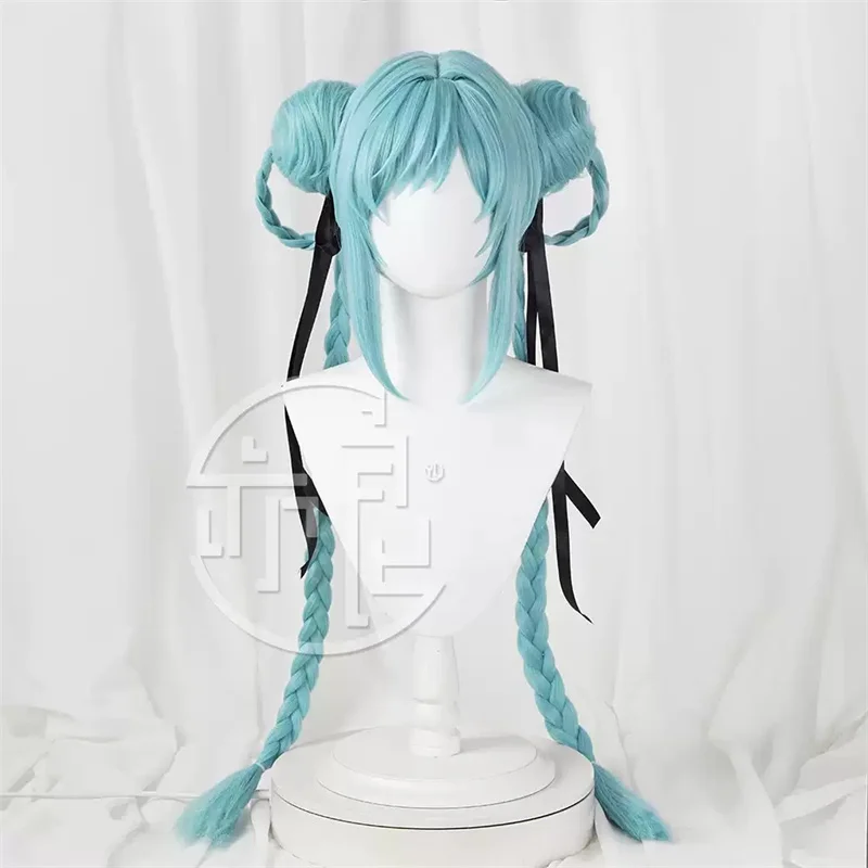 Anime Project Sekai Colorful Vtuber Mikuuu Little Zombie Cosplay Wig Double Ponytail Braid Mixed Color Synthetic Hair Halloween