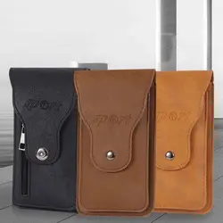 Leather Outdoor Wallet Belt Bag Mobile Phone Case Sport Fitness Button Zipper Fanny Pack Cell Phone Holder Waist Pack Waist Bag