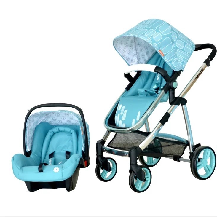 Babyster  4 wheels Aluminum frame baby stroller 3 in 1 with carrycot and carseat