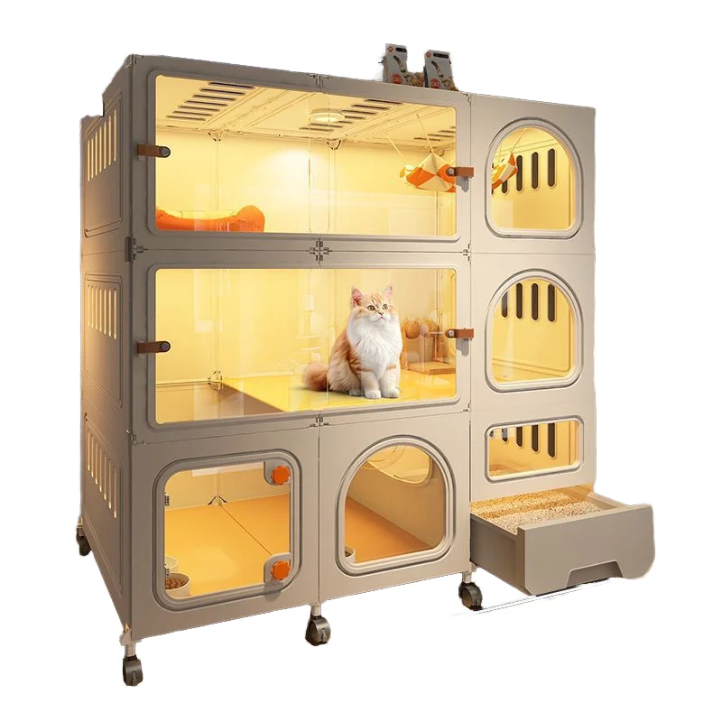 Cat Villa with Toilet Drawer  Integrated Featuring extra  Large Indoor Free Space a Home for Cats with One Bedroom