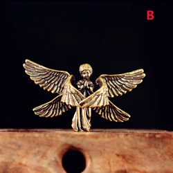 Vintage Brass Blessed Guardian Angel Figurines Miniatures Desktop Ornaments Lovely Small Statue Home Decoration Crafts