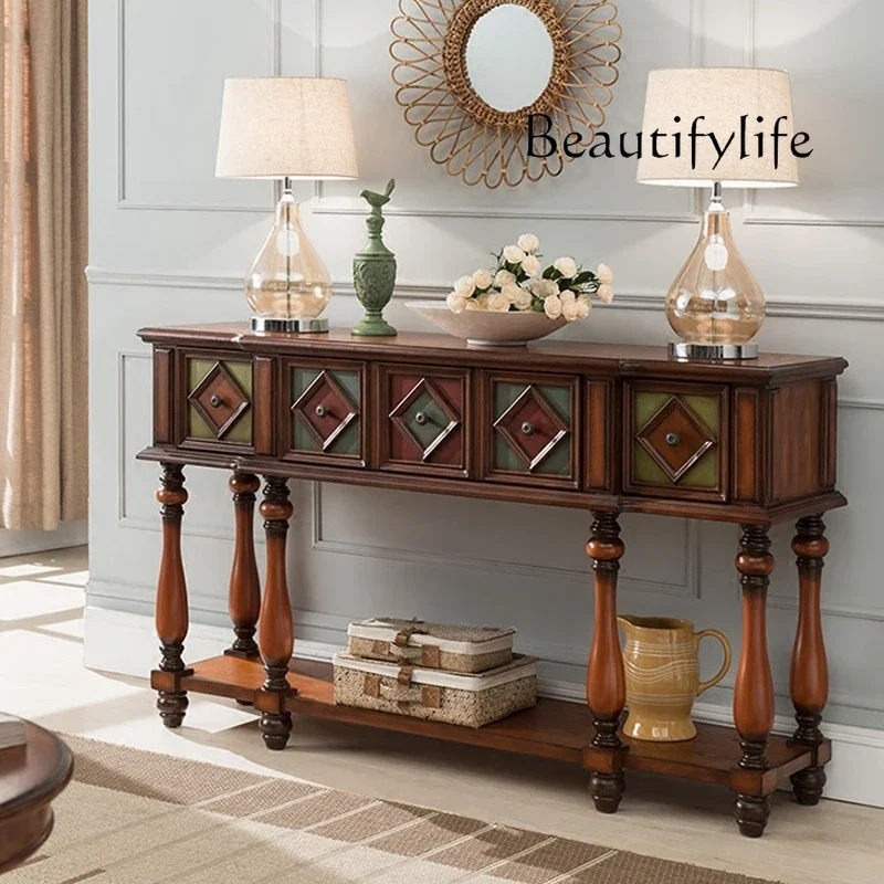 

Y Vintage Luxury Console Tables Mid Century American Retro Premium Console Tables Beauty Metal Handle Bureau Furniture Living Ro