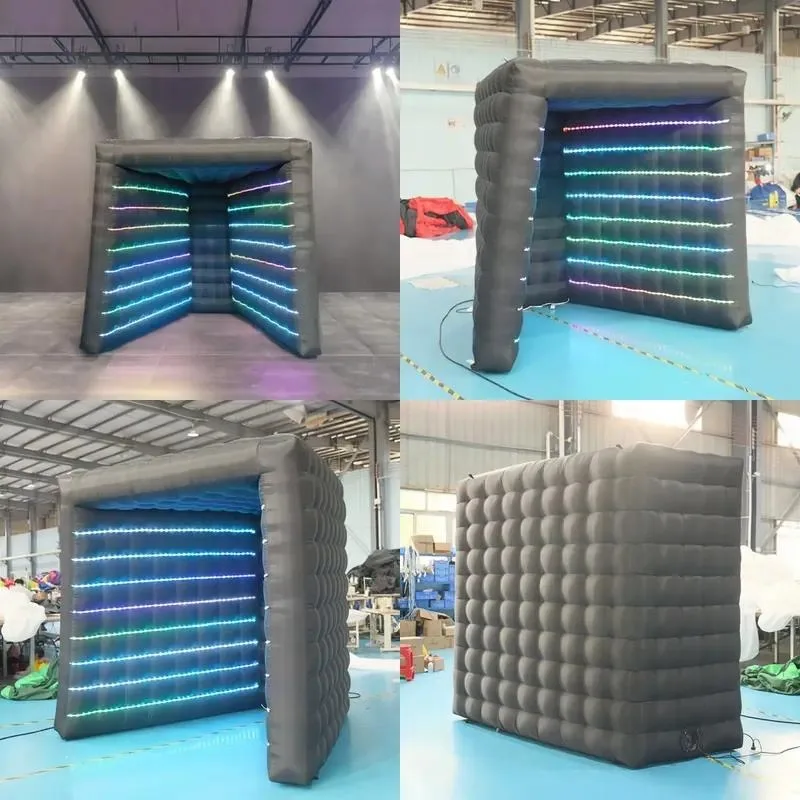 Inflatable Photo Booth Shell 210D Oxford Cloth LED Light Wall Background Curtain Portable for Wedding Party Events Custom