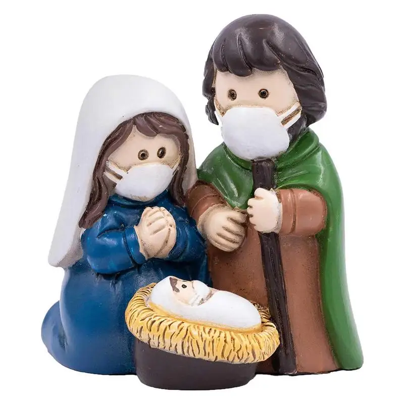 Nativity Sets Scene Holy Family for Christmas Figuriner Statue Decoration and Display on Mantel or Window Sill RED