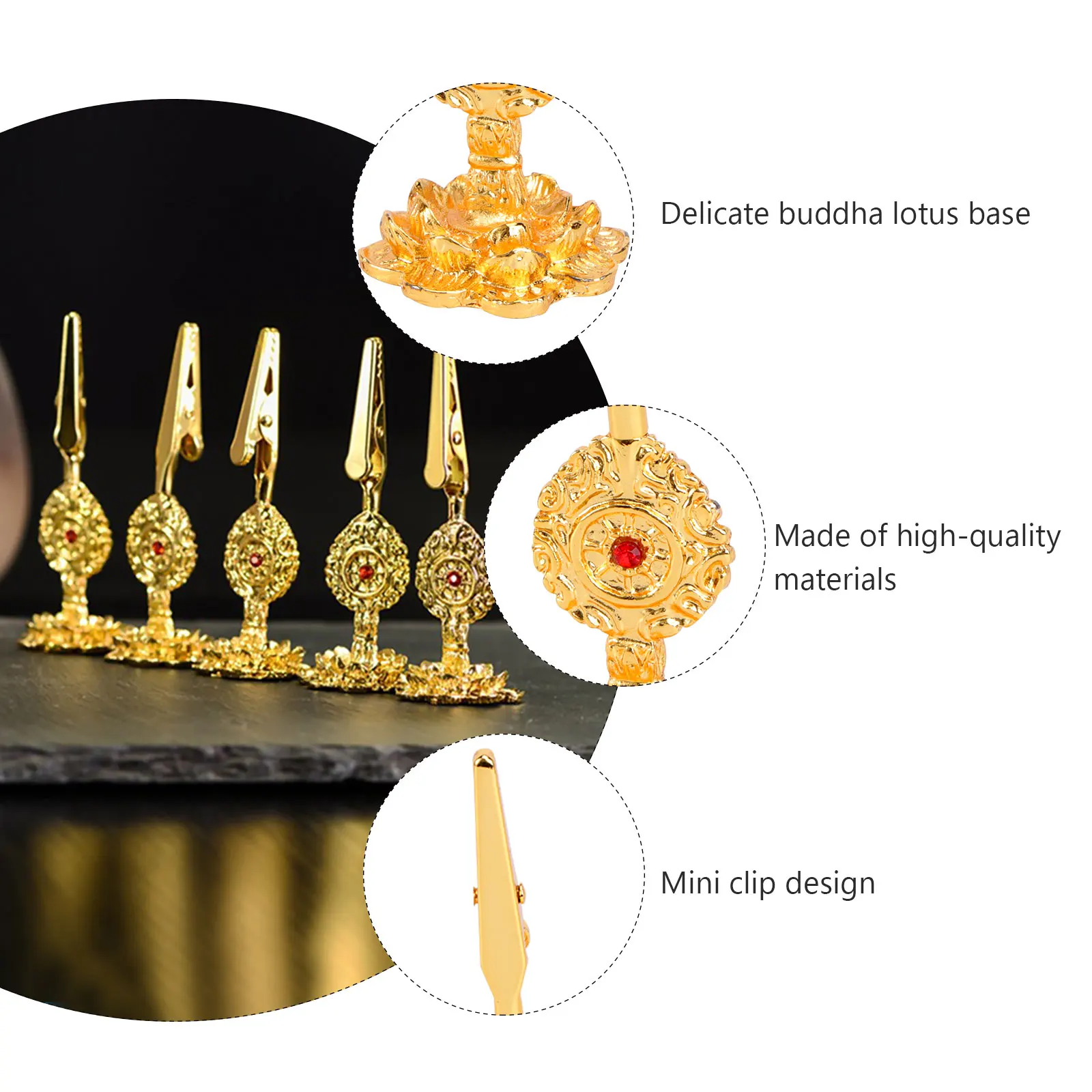 

2 Pcs Gold-plated Lotus Base Incense Holder Red Buddha Incense Burner Clip Rack Burner Ornament for Home Tearoom H