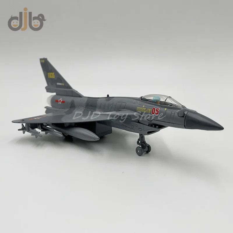 1:87 Diecast Military Aircraft Model Jian-10 Jet Fighter Pull Back Toy With Sound & Light