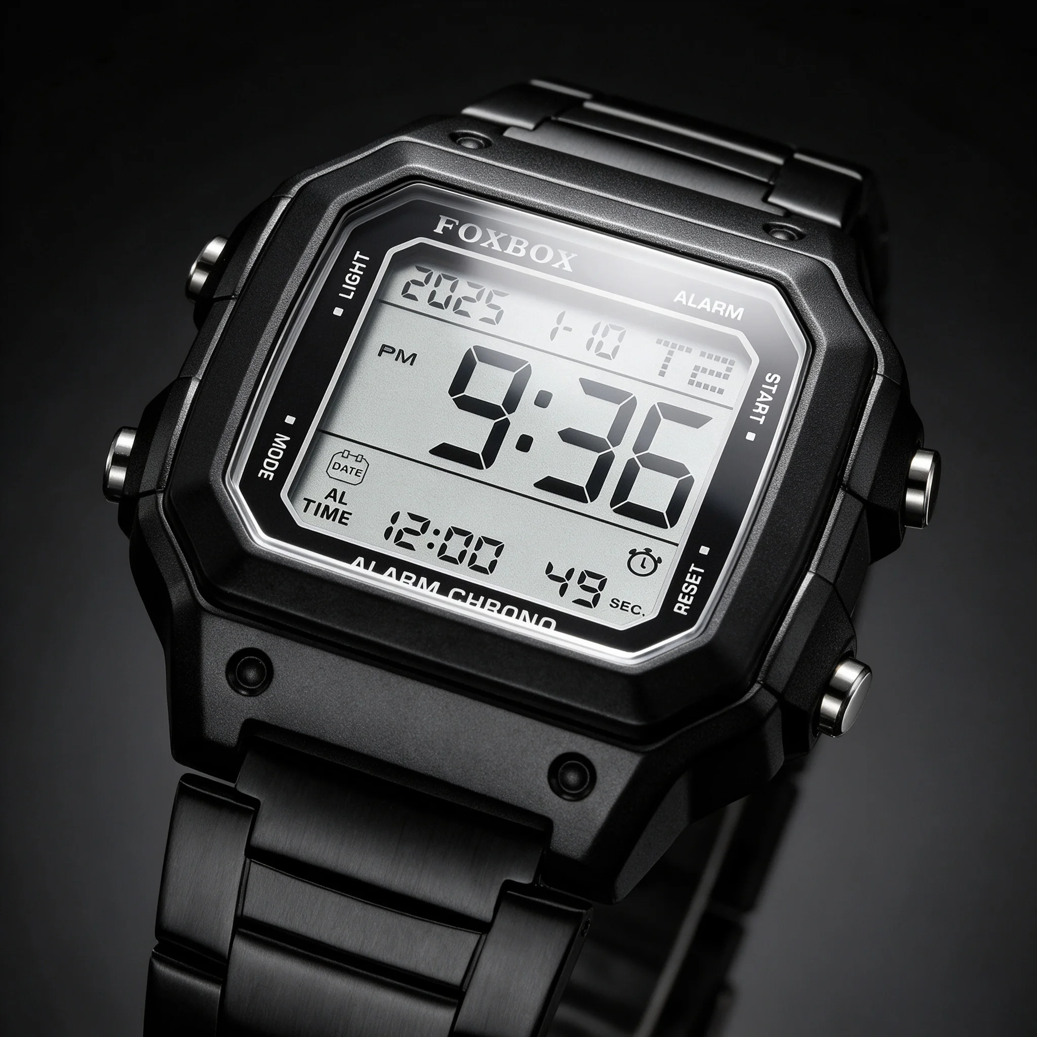 FOXBOX  Luxury Men's Electronic Watch with Multi Functional Luminous Dial Calendar Waterproof Fashion Men's Digital Watch