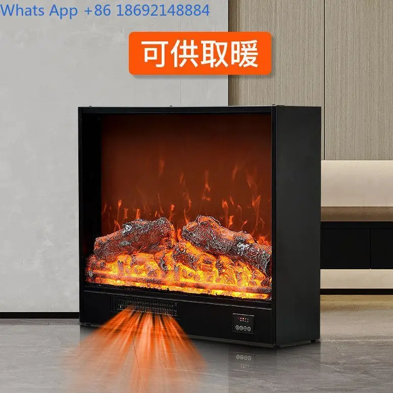 Fireplace with Simulated Flame Decorative Cabinet Heater for Home Living Room Built in Fake Fire TV Mantel Core