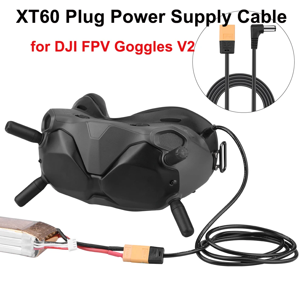 BRDRC XT60 Plug Cabo de alimentação para DJI Avata FPV Goggles V2 Connect Bateria Resistência ao desgaste para DJI FPV Combo Acessório