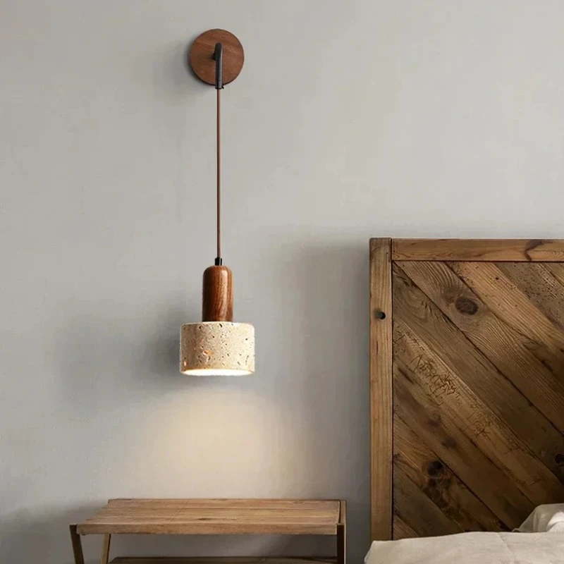 Modern Bedside LED Wall Light Lustre Home Decoration Bedroom Living Room Nordic Stravertine Stone