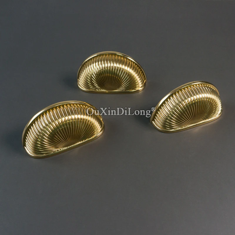 Stunning 4PCS Solid Pure Brass Hidden Furniture Pulls Handles Drawer Pulls Embedded Cupboard Wardware Closet TV Cabinet Knobs
