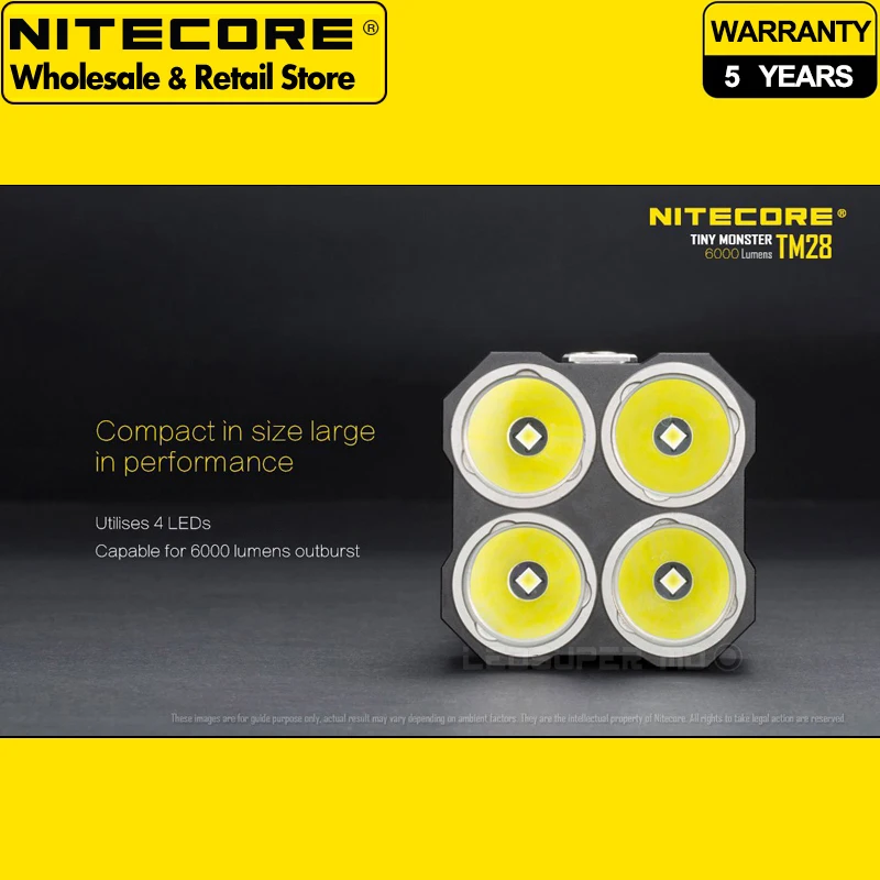 كشاف 6000 لومن Nitecore TM28 مصباح يدوي LED عالي الطاقة مع بطاريات 4*3100 مللي أمبير 18650 #4