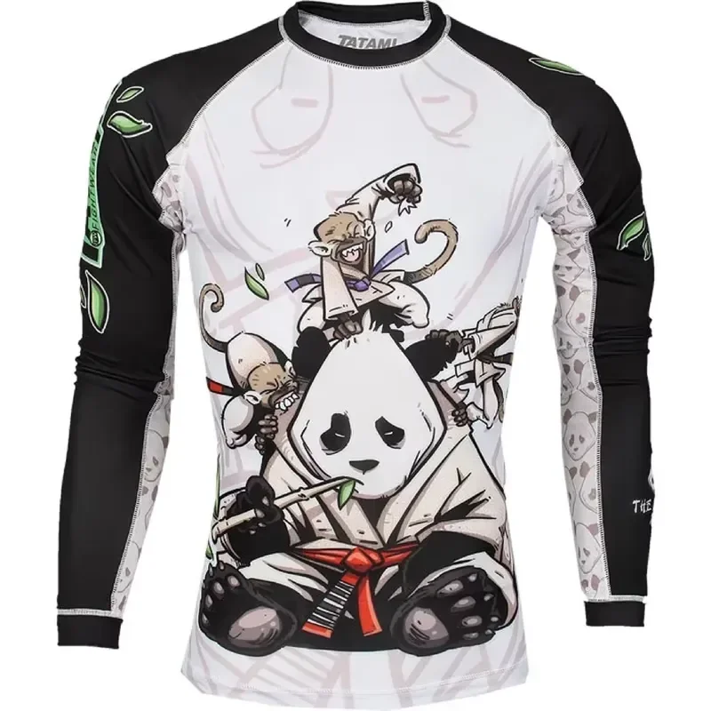 3D Printed Casual Long Sleeve Men's Monkey MMA Boxing Training Tight T-shirt 2026 Sanda Tiger Taekwondo Sports Shirt Gym