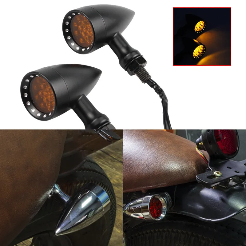 Pair Motorcycle LED Bullet Brake Blinker Turn Signal Tail Light For Harley Davidson XL Sportster 1200 883 Iron