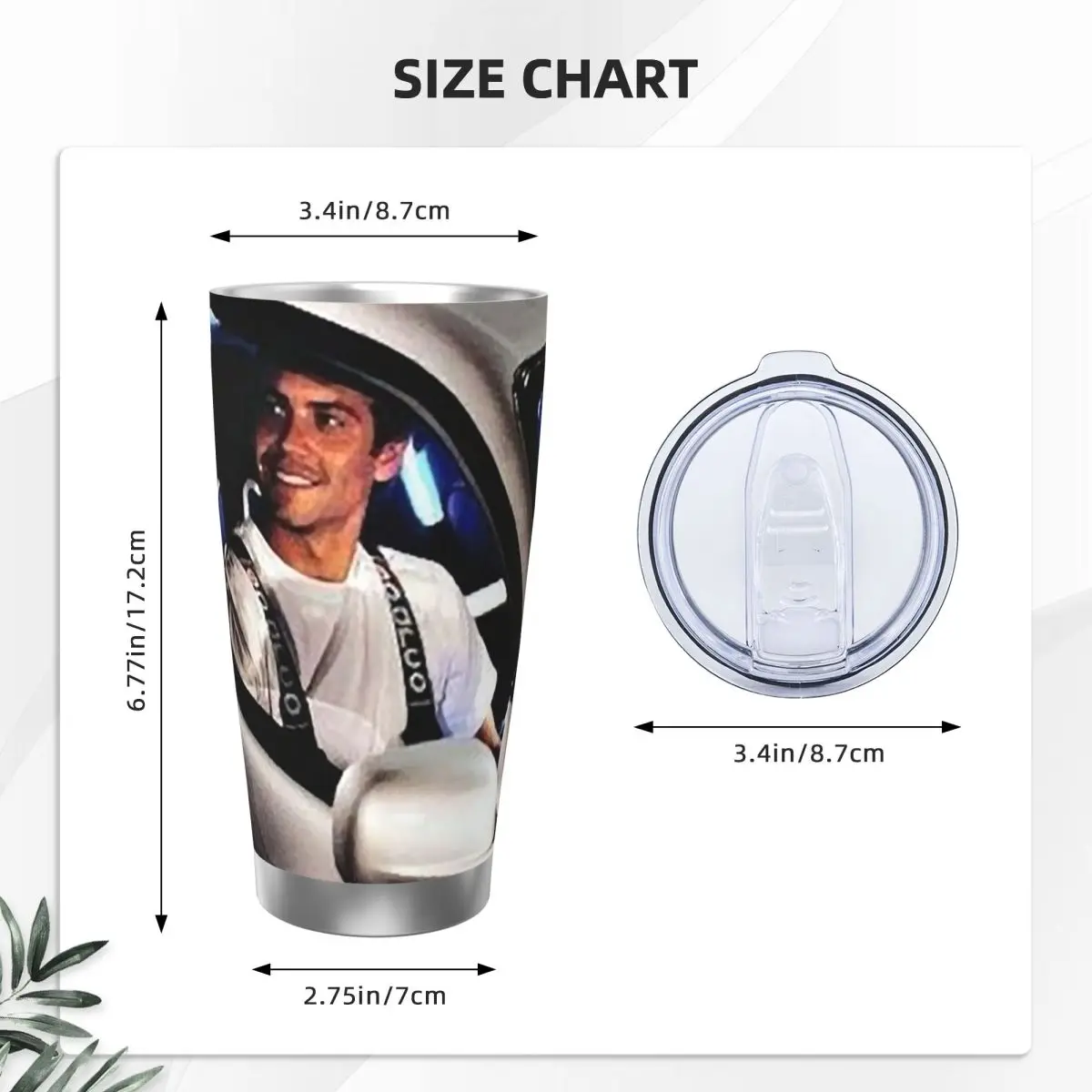 Paul Walker Fast And Furious Stainless Steel Tumbler Vacuum Insulated Mugs Thermal Cold Cup Straws With Lid 20oz