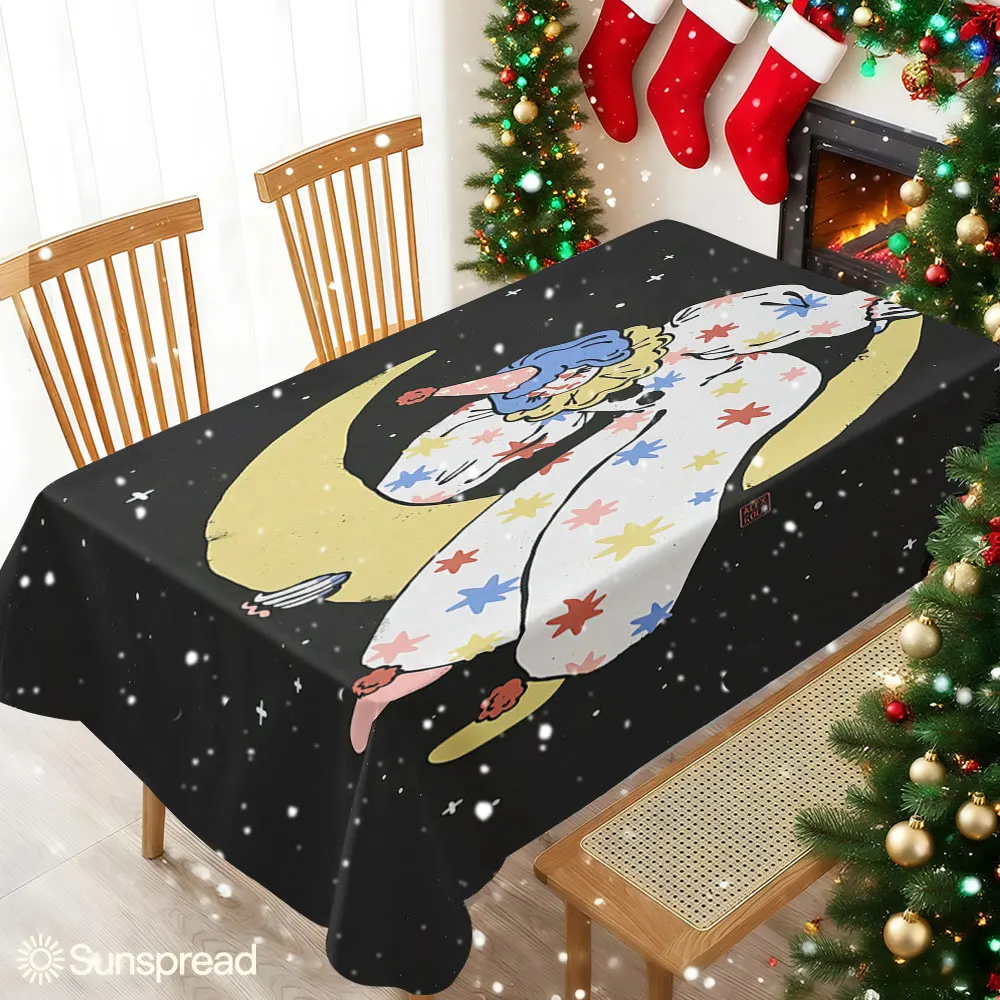 Moonlit Clown Waterproof table cloth, splash-proof tablecloth, for party, Halloween, Christmas, dining, camping