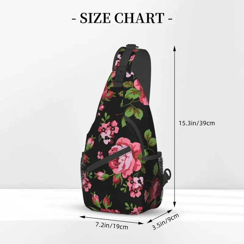 Gepersonaliseerde Rode Rozen Bloemen Patroon Sling Tassen Voor Mannen Bloem Schouder Crossbody Borst Rugzak Fietsen Camping Dagrugzak