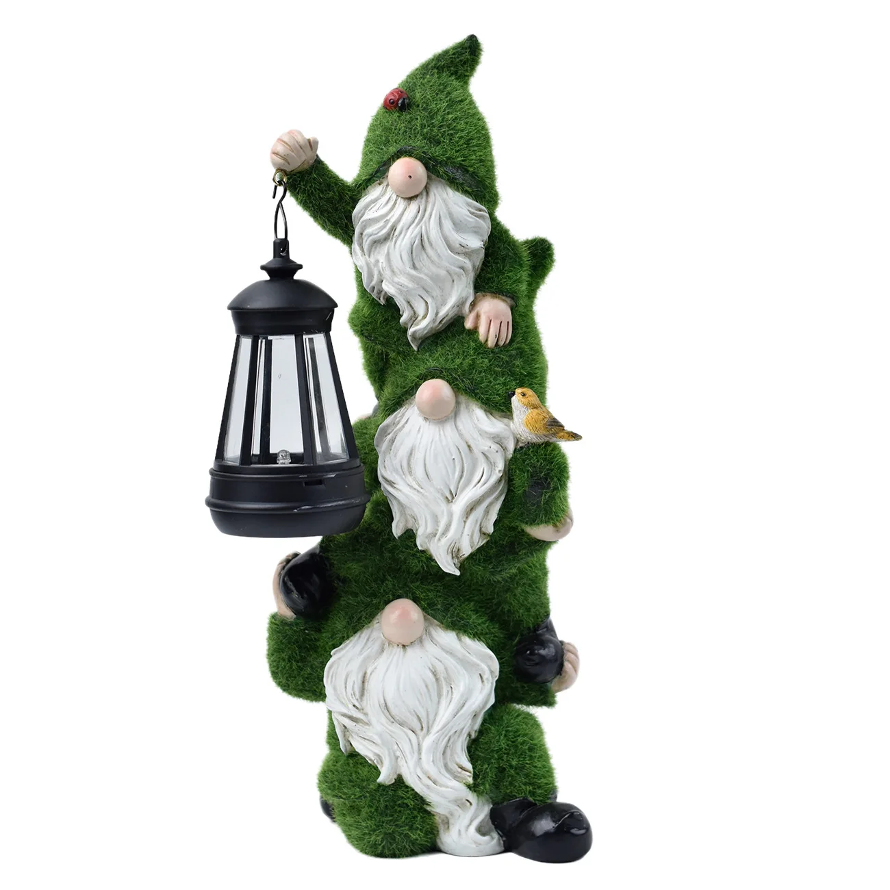 New flocking book goblin resin ornament courtyard balcony lantern dwarf solar garden sculpture