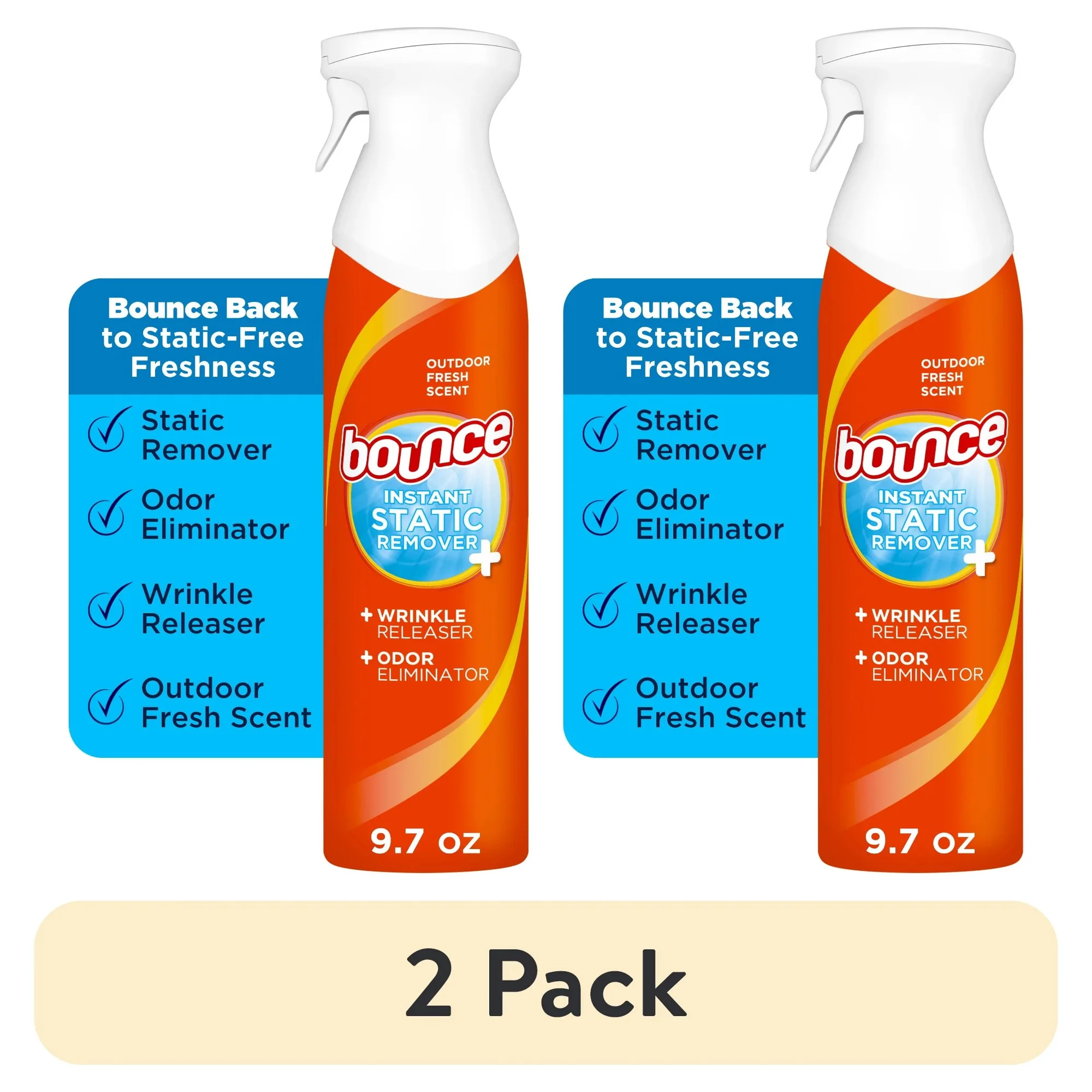

(2 упаковки) Статическое средство для удаления морщин 3 в 1, средство для устранения запаха освежающей ткани, свежее ароматы, 9,7 унций